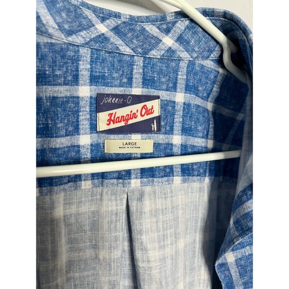 Johnnie O hangin out alto laguna blue check plaid button down shirt size L - Picture 5 of 7
